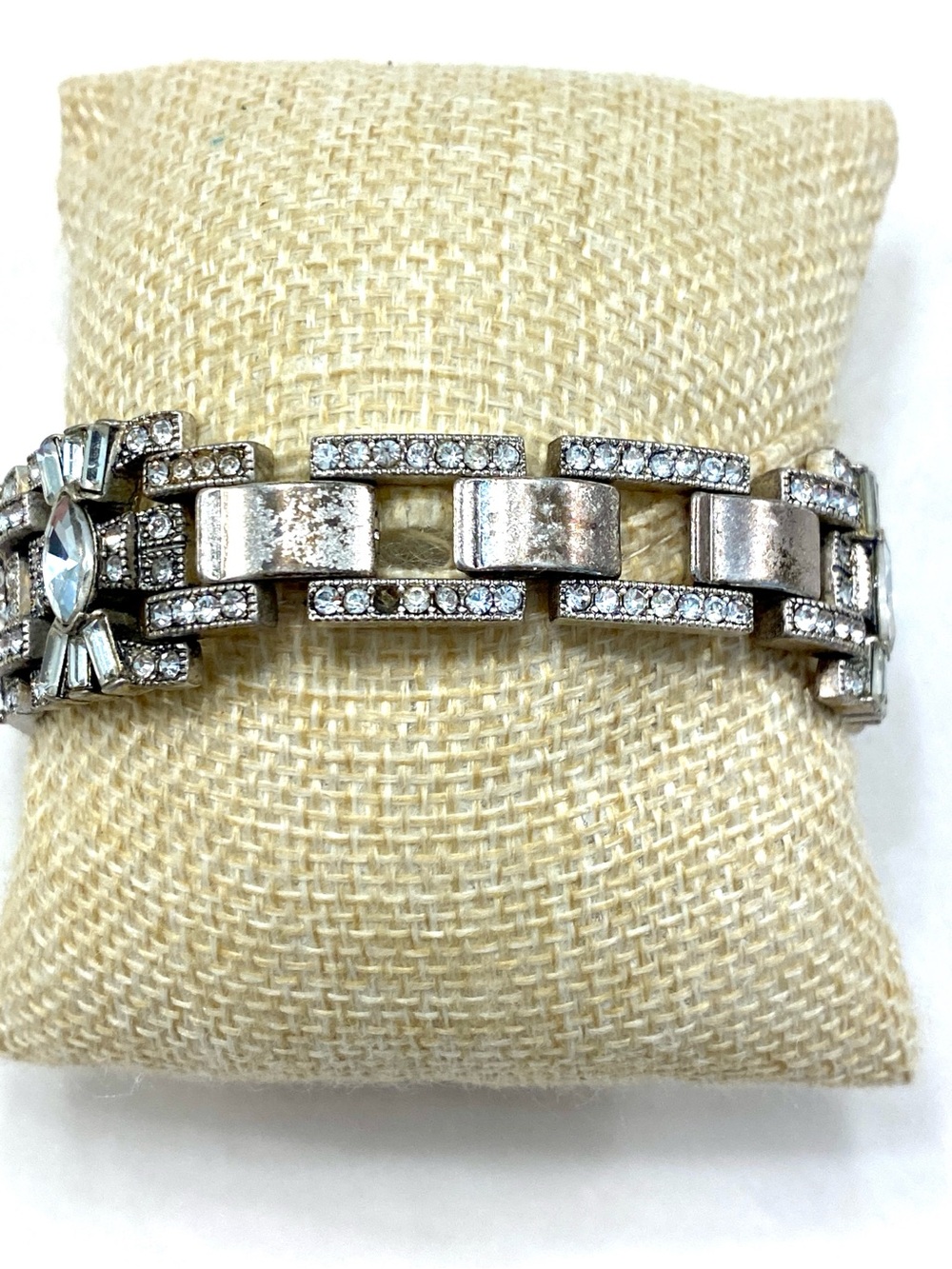 Stella & Dot Silver Crystal Art Deco Link Bracelet - Missing Stone Back - Picture 4 of 7